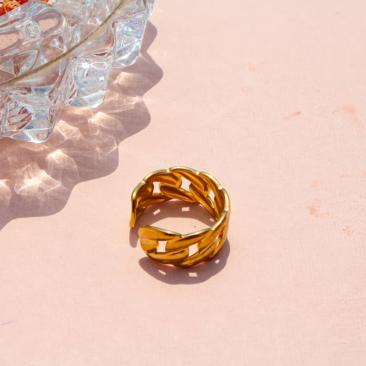 Anti-Tarnish Gold Plated Adjustable Band Ring - Jack