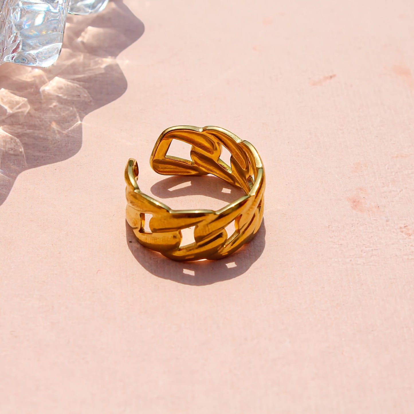 Anti-Tarnish Gold Plated Adjustable Band Ring - Jack