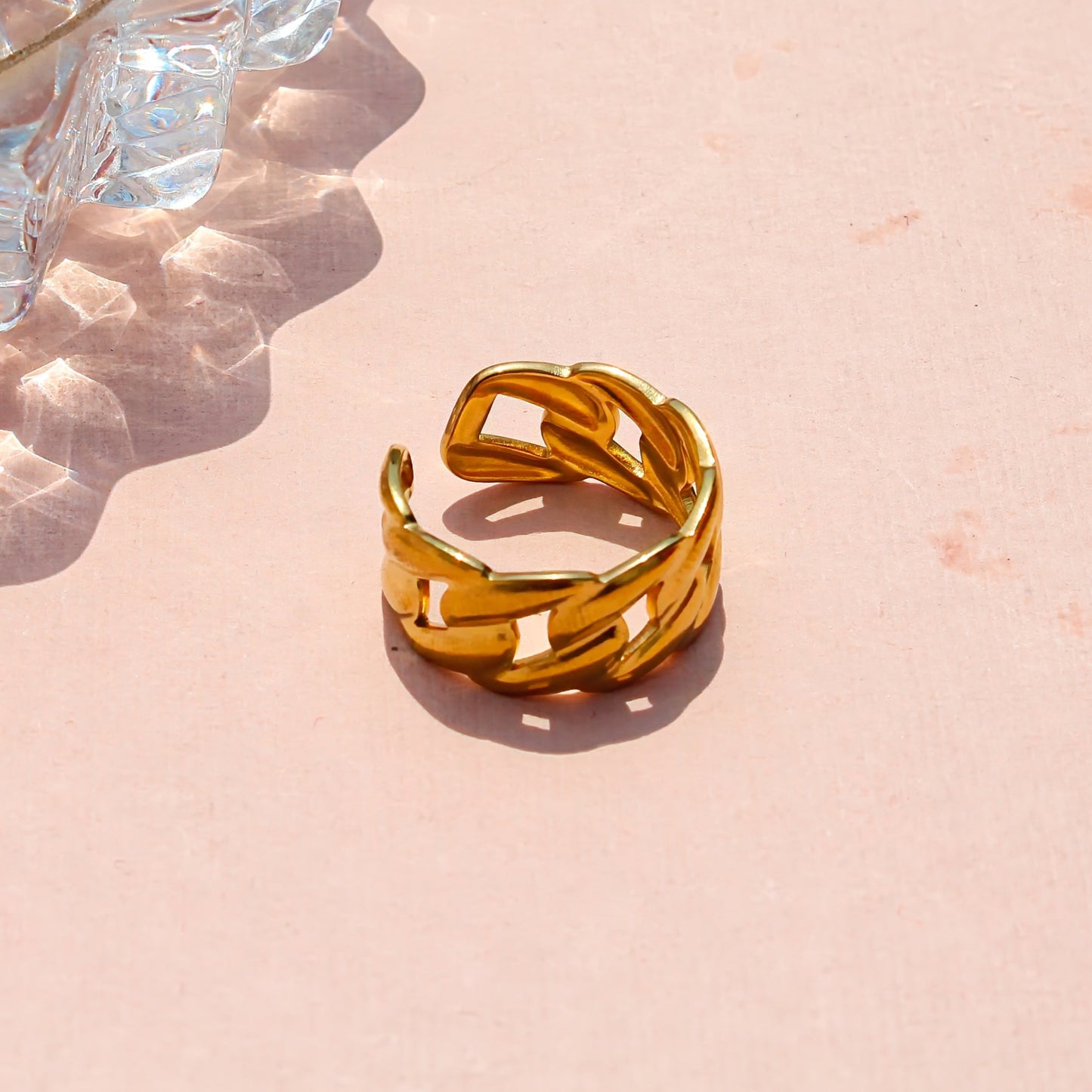 Anti-Tarnish Gold Plated Adjustable Band Ring - Jack