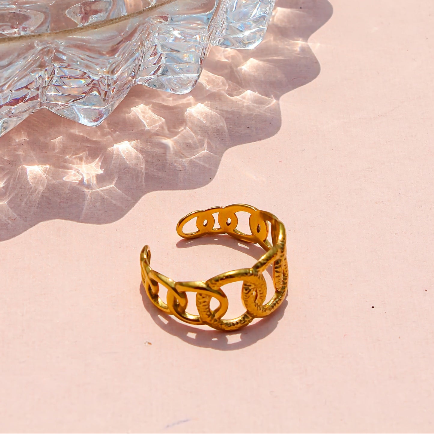 Anti-Tarnish Gold Plated Adjustable Rings Band