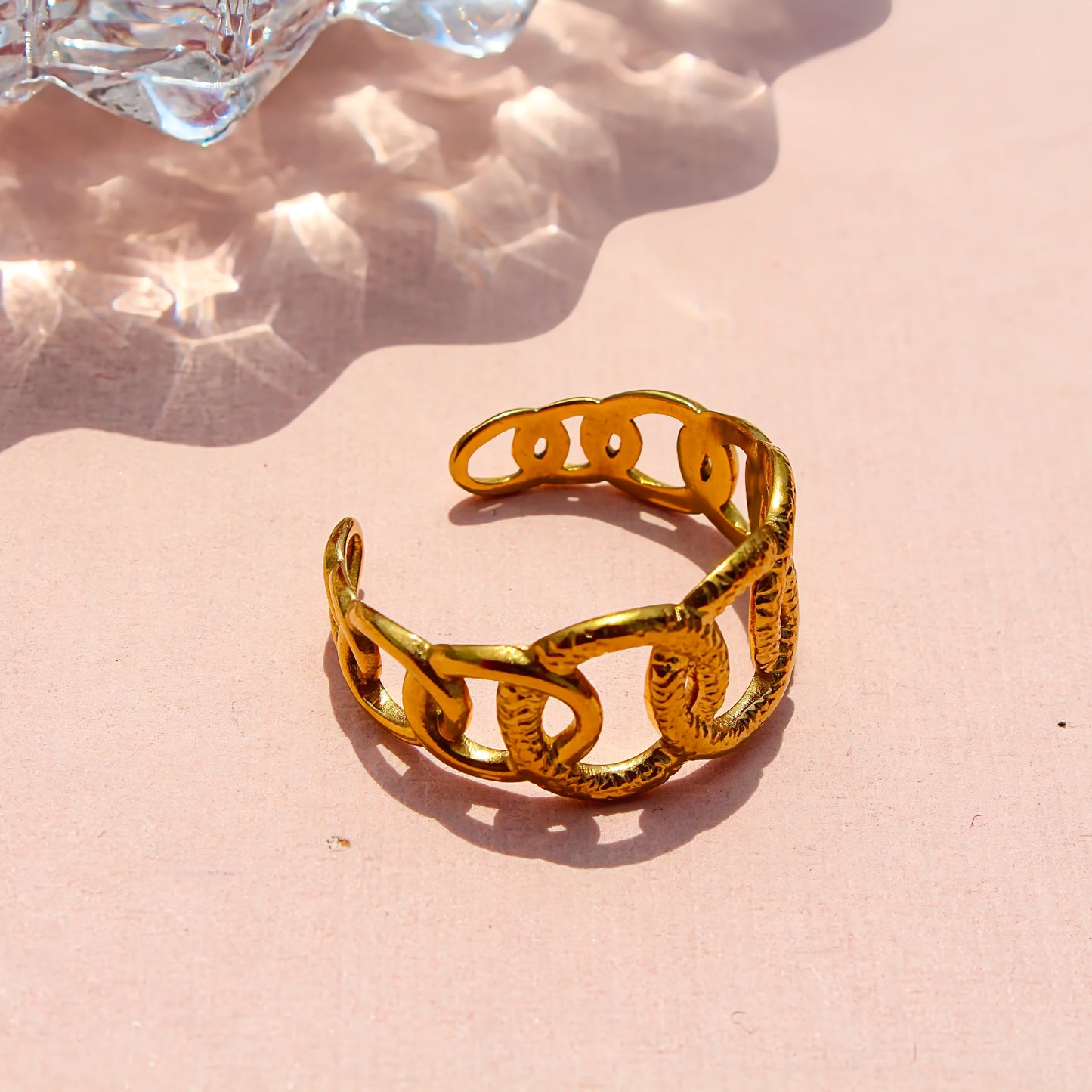 Anti-Tarnish Gold Plated Adjustable Rings Band