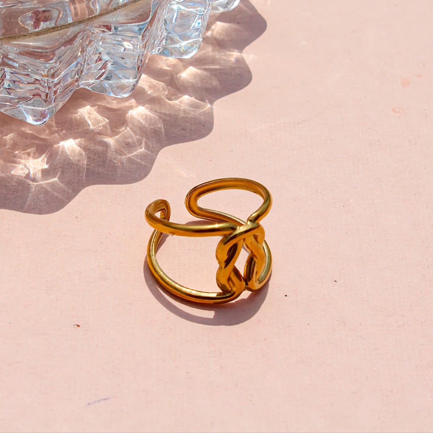 Anti-Tarnish Gold Plated Adjustable Band Ring Big - Rose