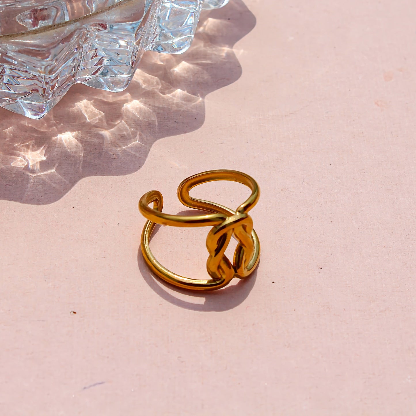 Anti-Tarnish Gold Plated Adjustable Band Ring Big - Rose