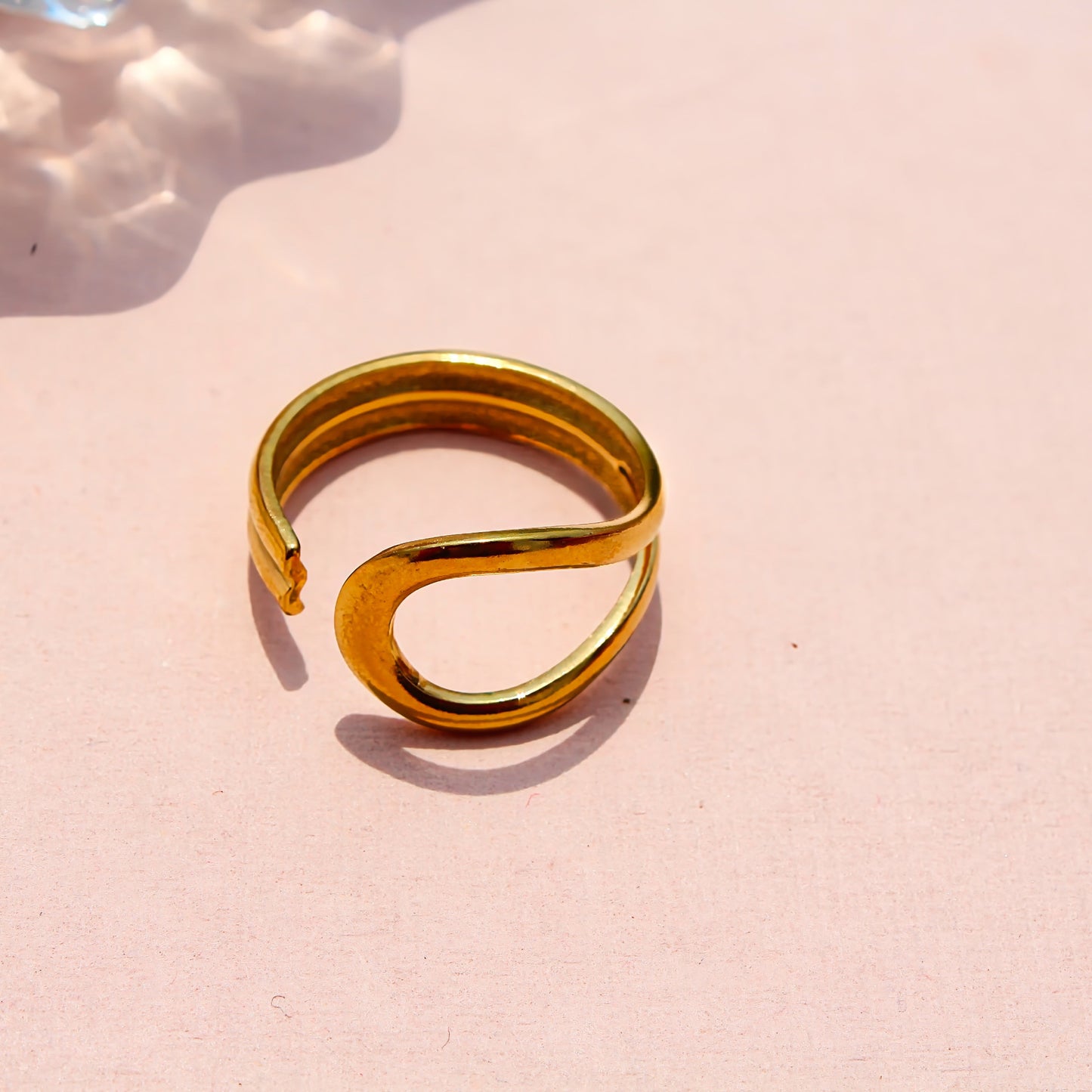 Anti-Tarnish Gold Plated Adjustable Band Ring Big - Emily