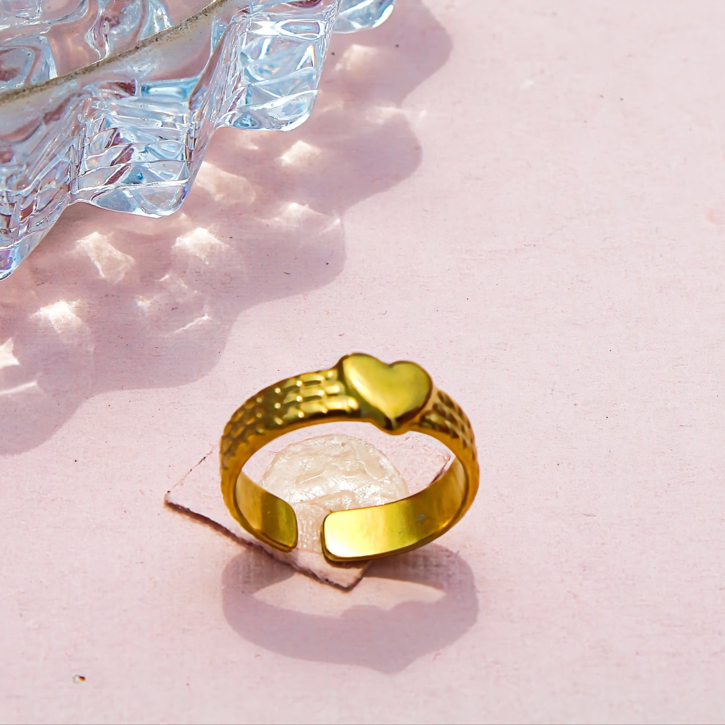 Anti-Tarnish Gold Plated Adjustable Heart Slim Band
