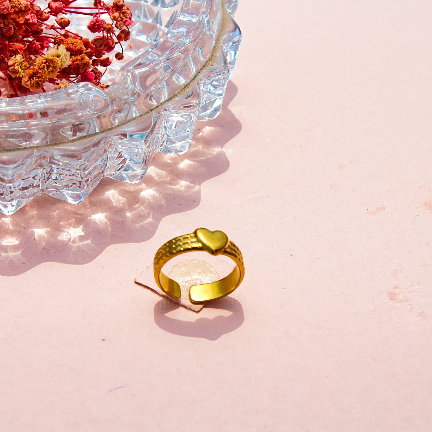 Anti-Tarnish Gold Plated Adjustable Heart Slim Band