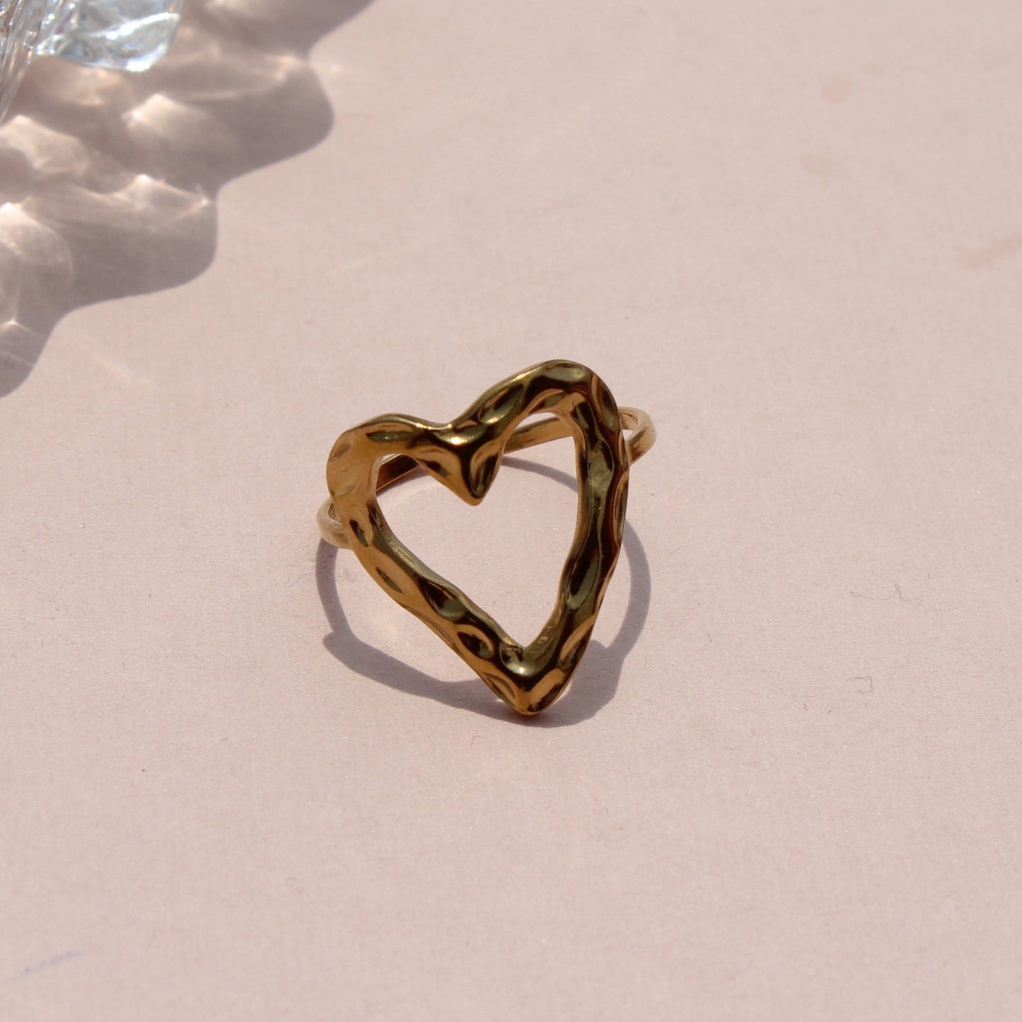 Anti-Tarnish Gold Plated Adjustable Heart Ring