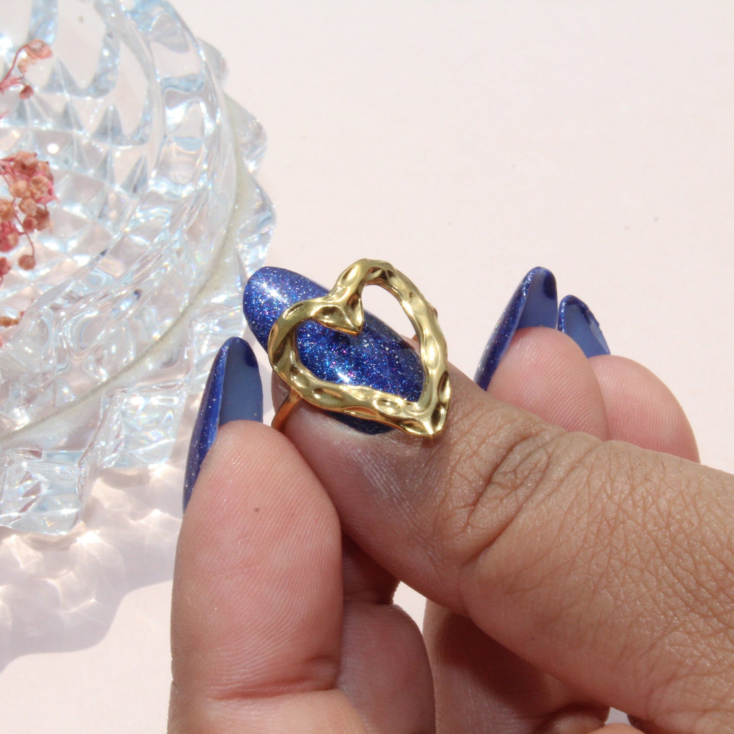 Anti-Tarnish Gold Plated Adjustable Heart Ring
