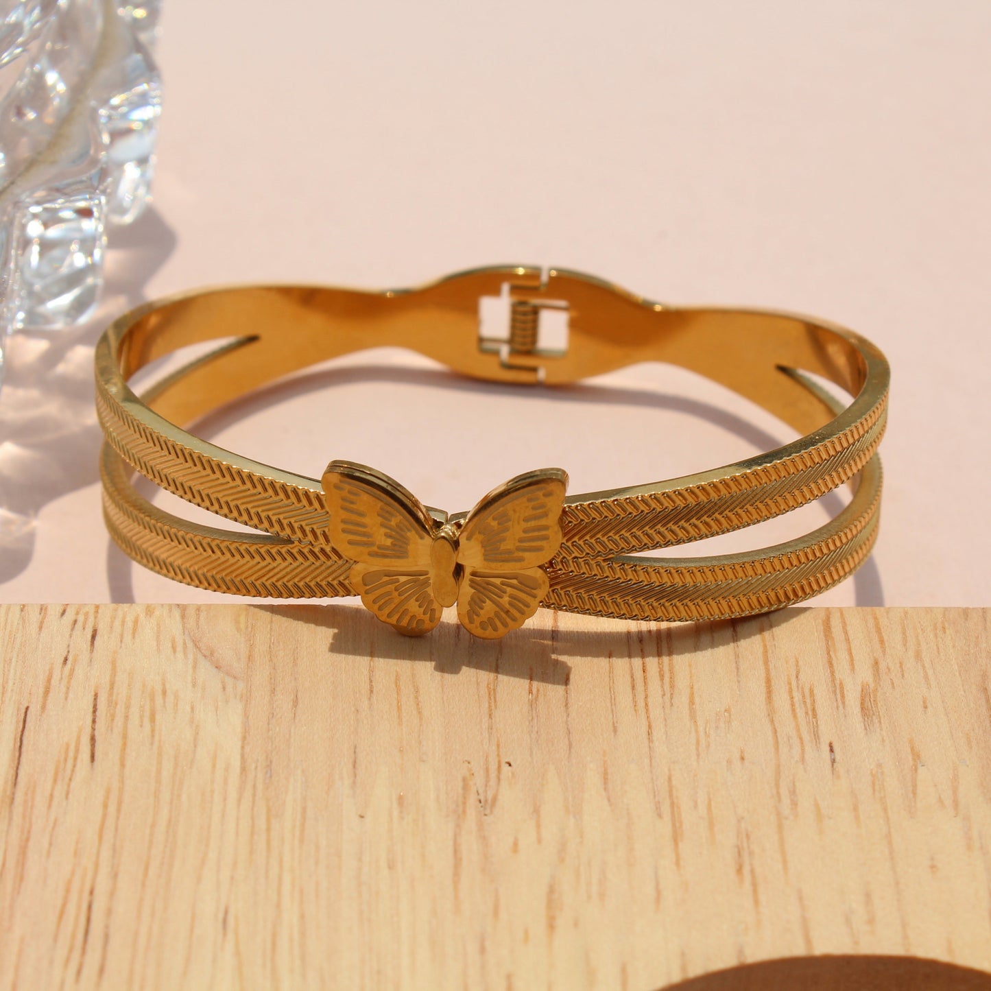 Anti-Tarnish Gold Plated Butterfly Kada Blacelet