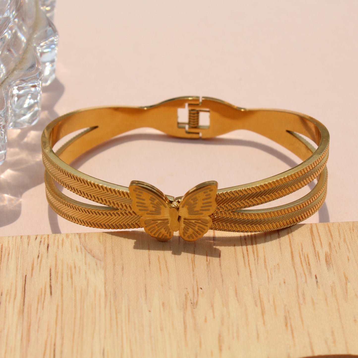 Anti-Tarnish Gold Plated Butterfly Kada Blacelet