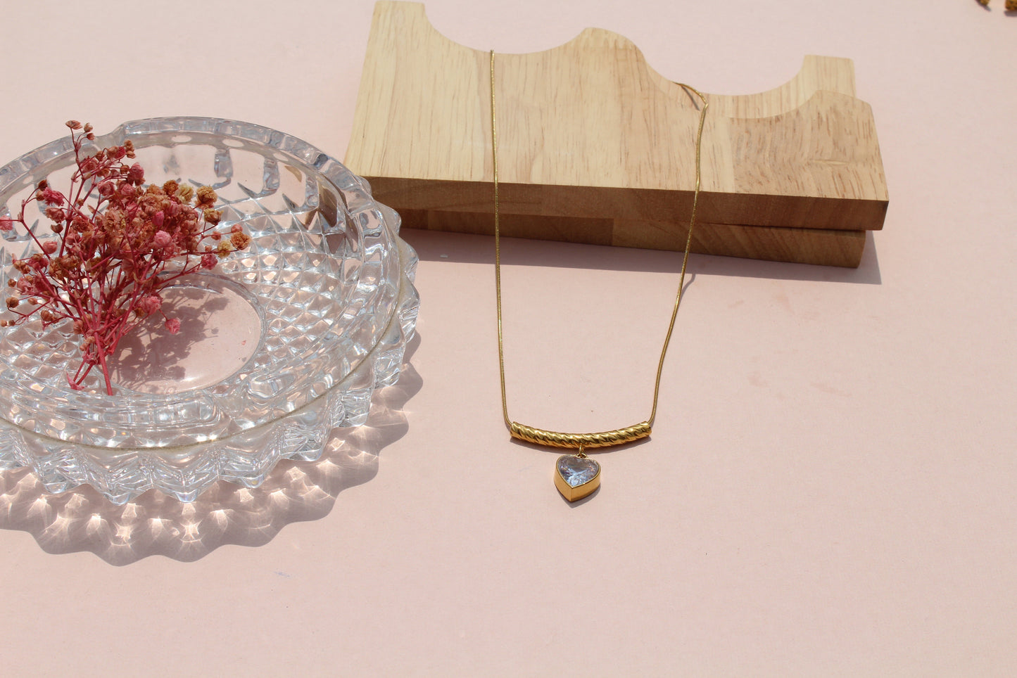 Anti Tarnish Gold Plated Necklace with Zircon Heart