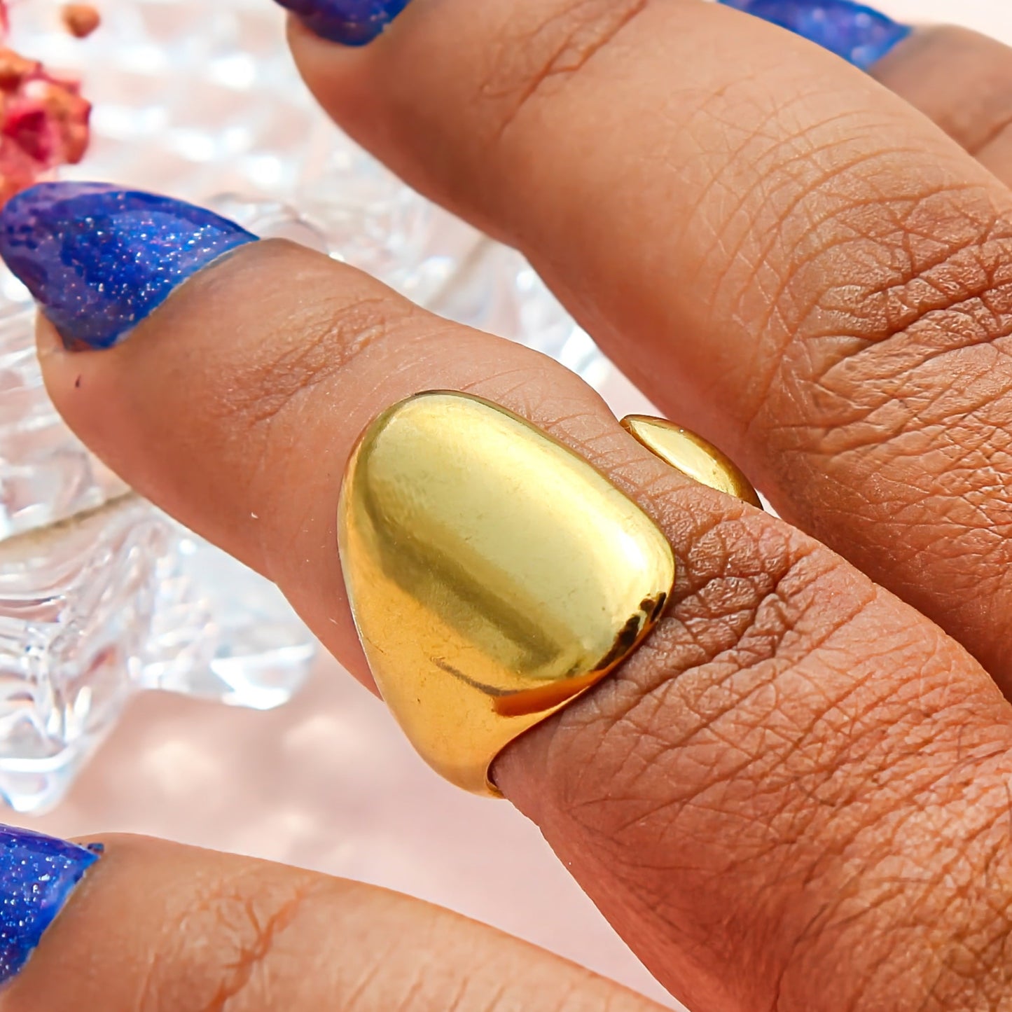 Anti-Tarnish Gold Plated Adjustable Band Ring Big