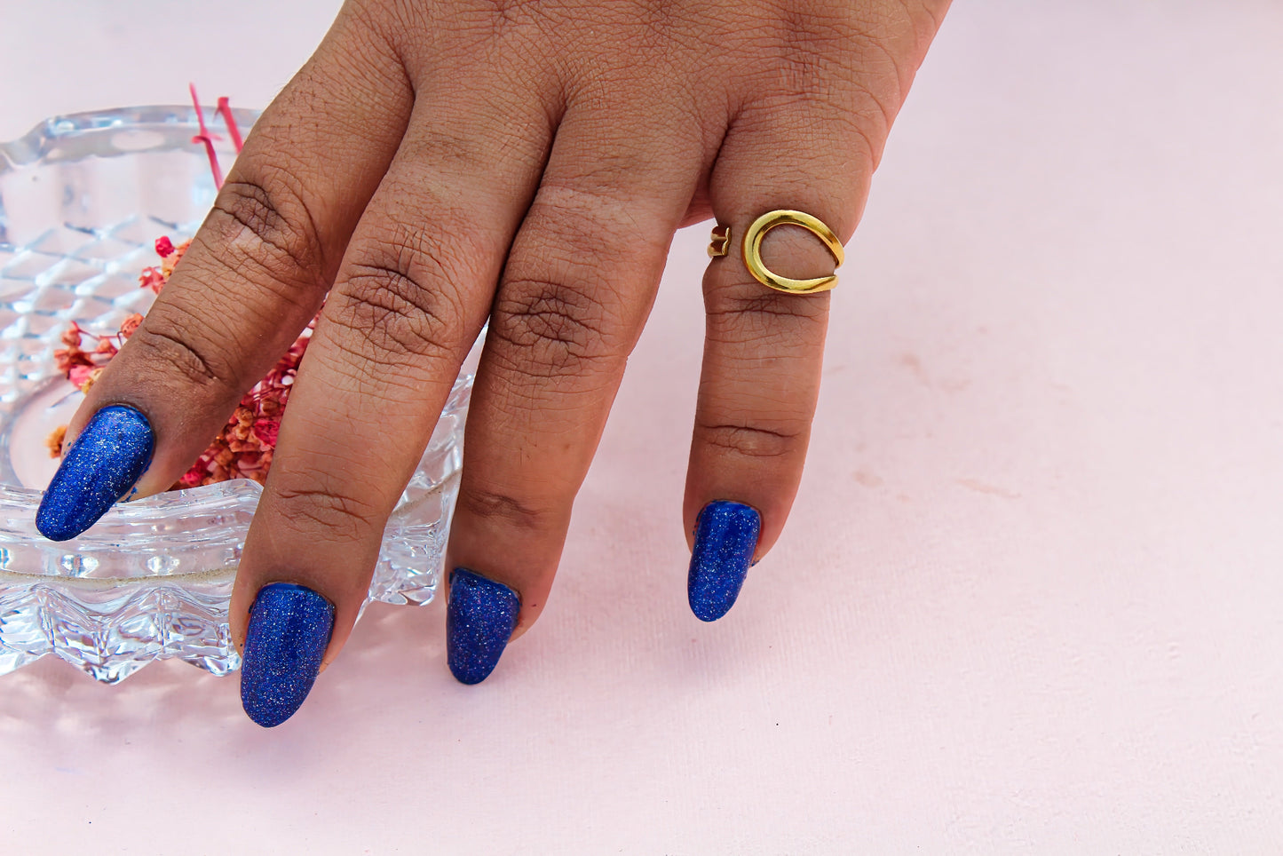 Anti-Tarnish Gold Plated Adjustable Band Ring Big - Emily