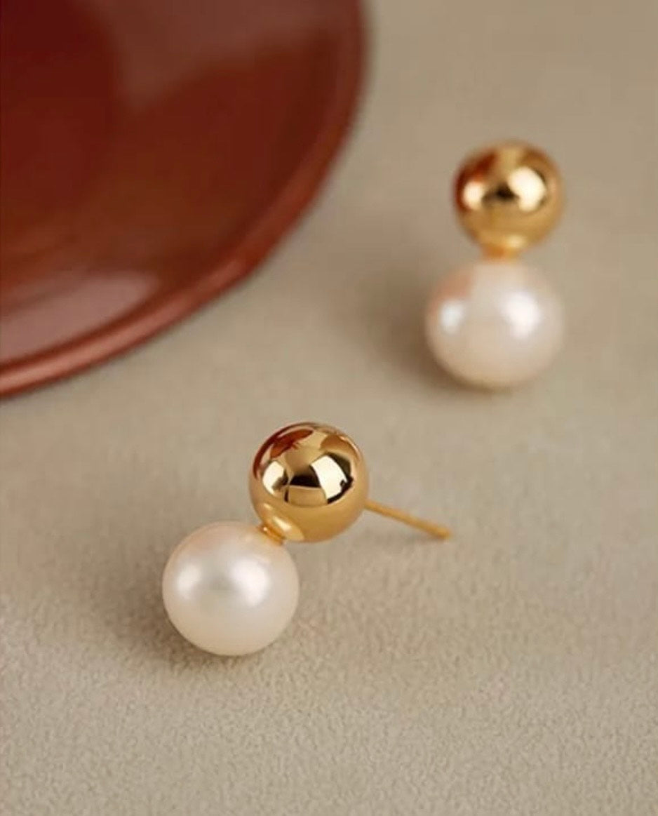 Anti-Tarnish Gold Plated Double Tier Pearl Tops