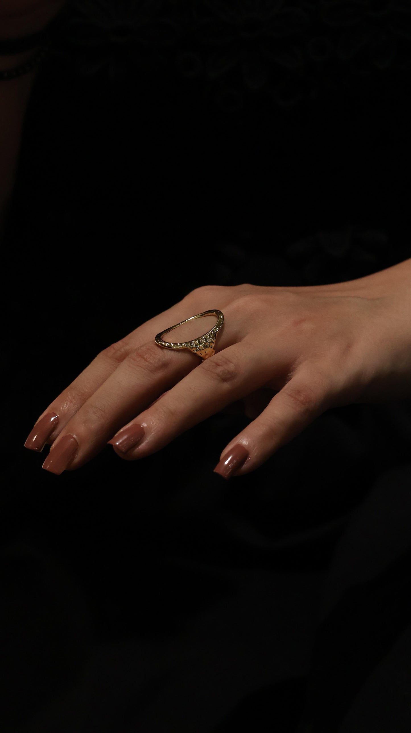 Modern Open Oval Gold-Tone Ring