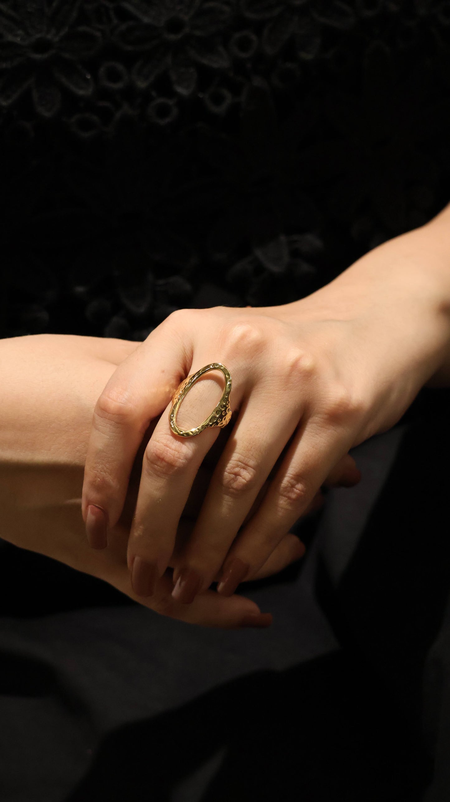 Modern Open Oval Gold-Tone Ring