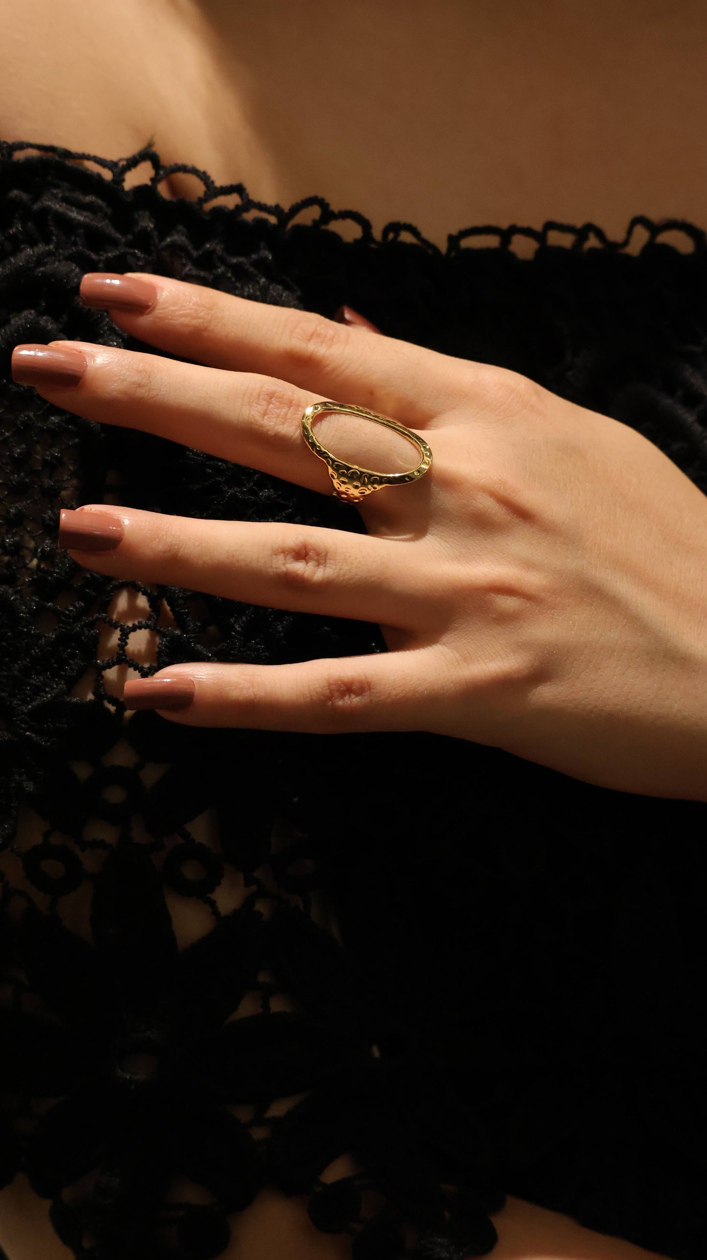 Modern Open Oval Gold-Tone Ring