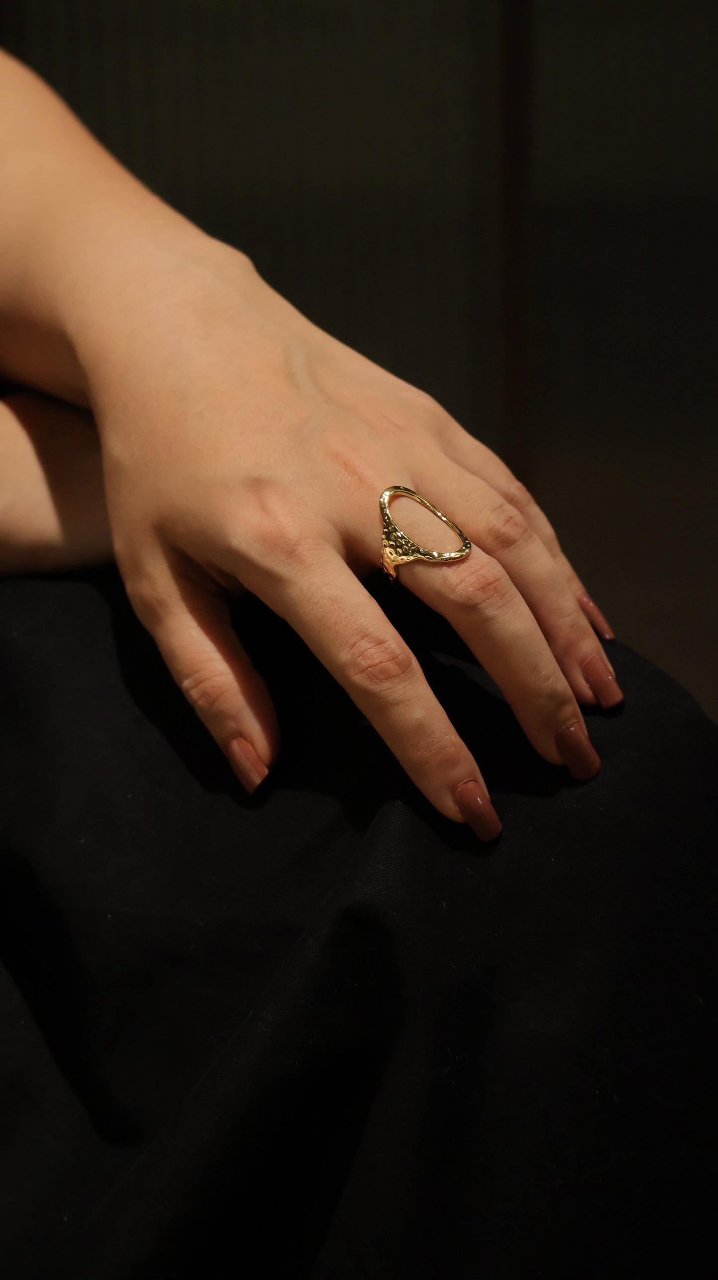 Modern Open Oval Gold-Tone Ring
