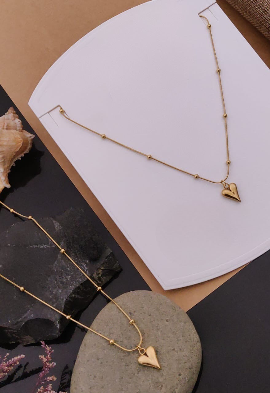 Anti Tarnish Gold Plated Necklace with Heart Pendant