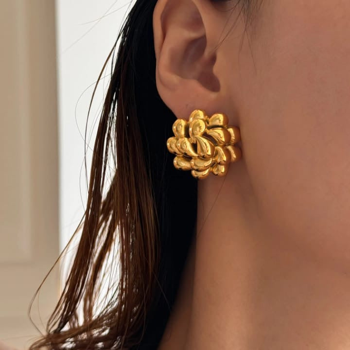 Anti-Tarnish Gold Plated Pattern Statement Tops