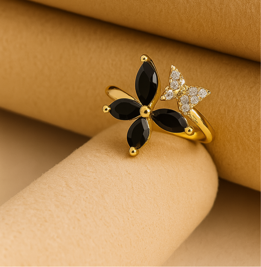 Black Butterfly Gem Ring