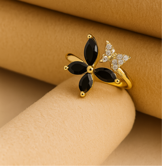 Black Butterfly Gem Ring