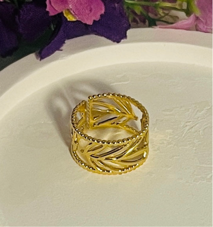 Anti tarnish Adjustable Broad Band Ring