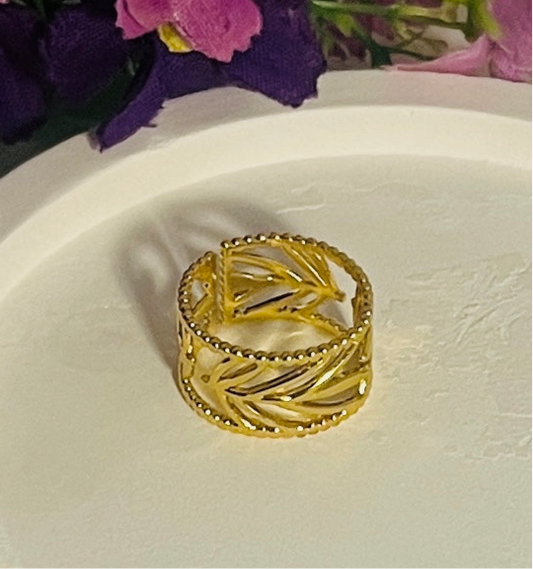 Anti tarnish Adjustable Broad Band Ring