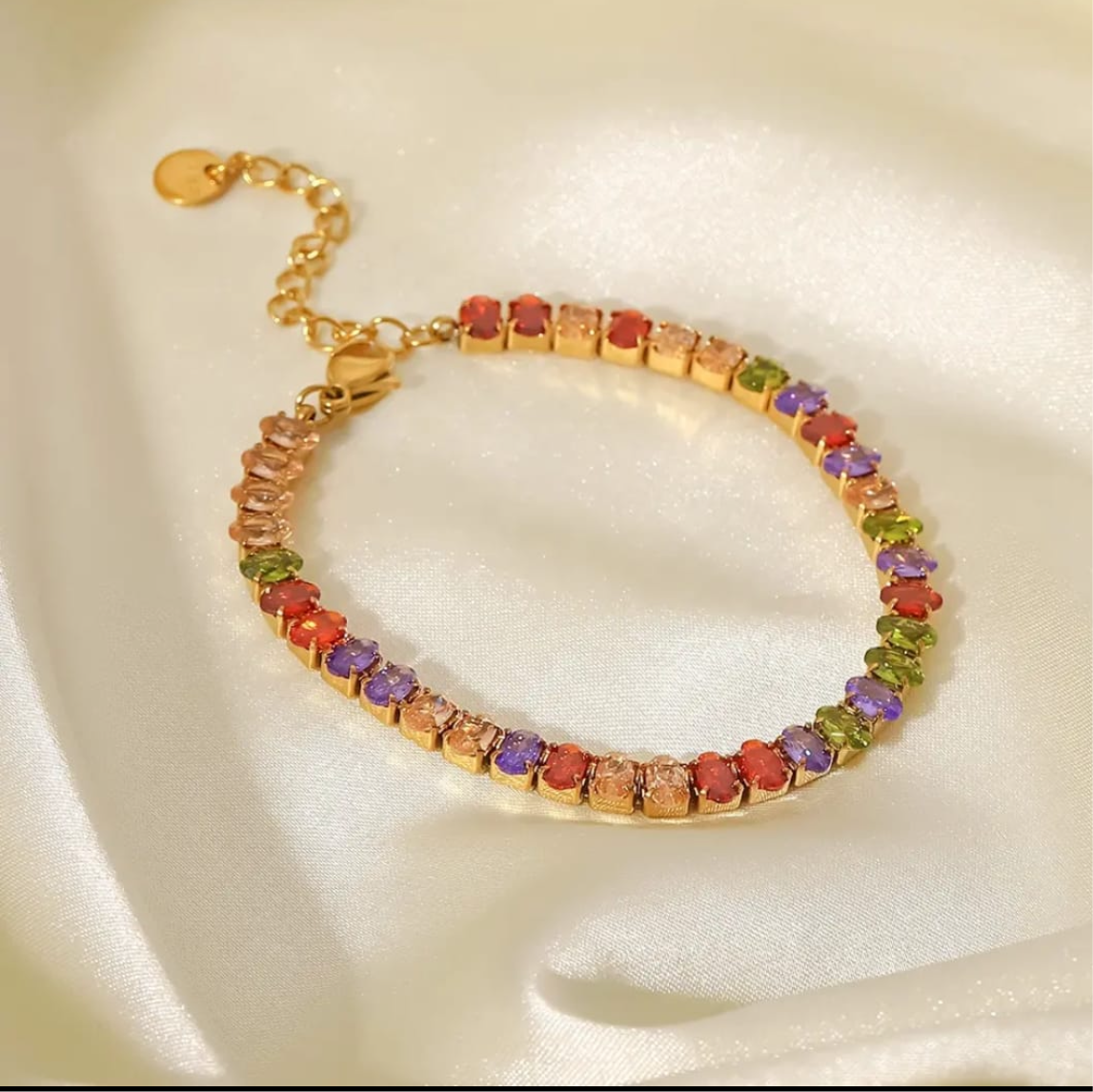 Anti Tarnish Multicolor Tennis Bracelet