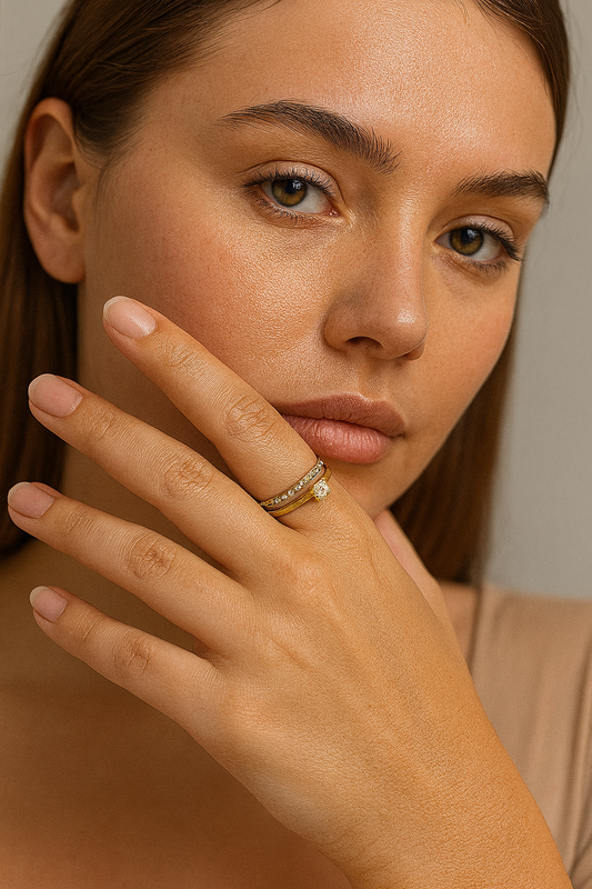 Double Band Solitaire Ring
