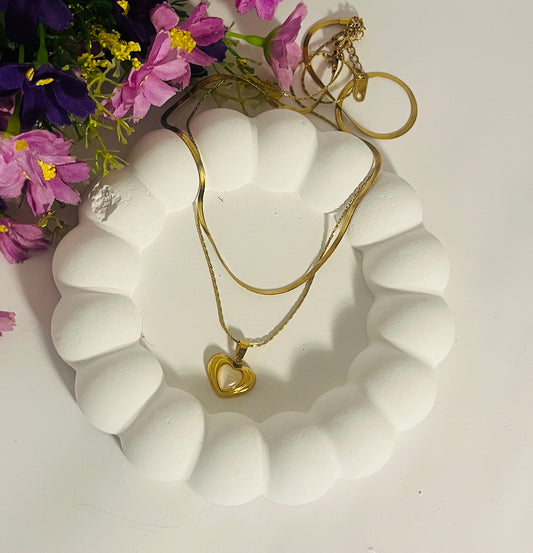 Double layer Heart Demi fine Necklace