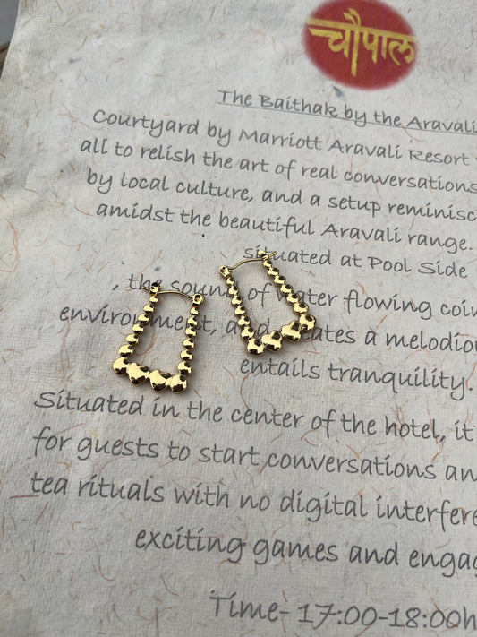 Anti tarnish Long Heart Hoops