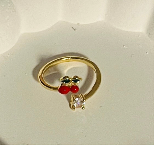 Cherry and Solitaire Ring