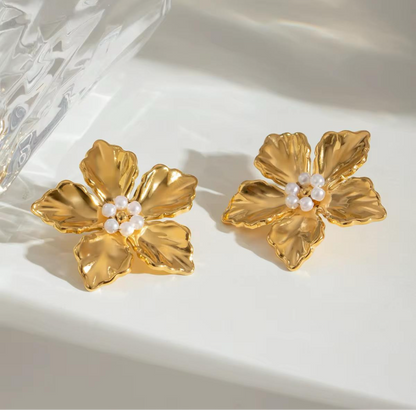 Anti-Tarnish Gold Plated Flower Statement Tops