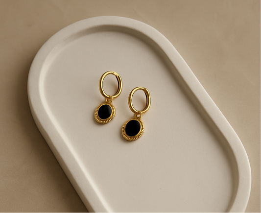 Anti Tarnish Black Hoop Dangler