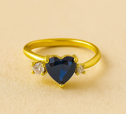 Blue Heart Gemstone Adjustable Ring