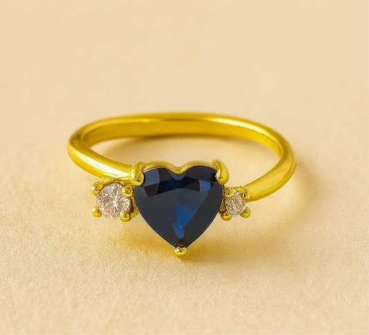Blue Heart Gemstone Adjustable Ring