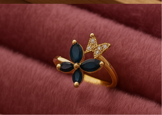 Blue Butterfly Gem Ring