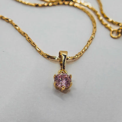 Anti-Tarnish Gold Plated Minimal Pink Stone Droplet Necklace