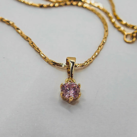 Anti-Tarnish Gold Plated Minimal Pink Stone Droplet Necklace