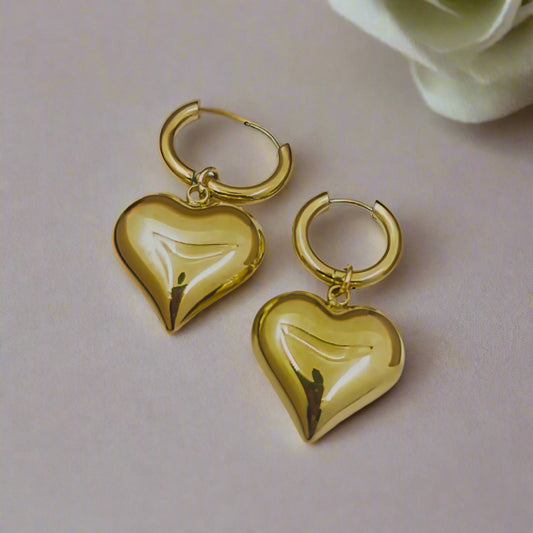 Anti-Tarnish Gold Plated Premium Heart Design Danglers