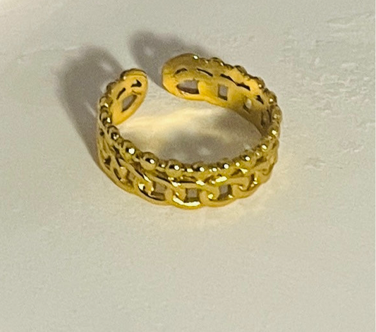 Anti tarnish Adjustable Double Layer chain Ring