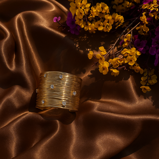 meena kinari anti tarnish gold plated cuff bracelet
