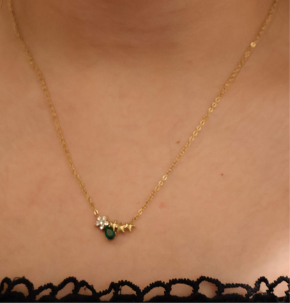 Starlit Emerald Charm Necklace