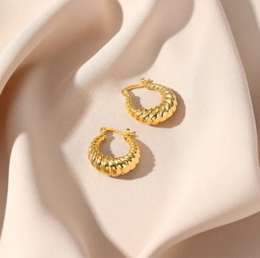 Anti-Tarnish Gold Plated Crescent Hoops