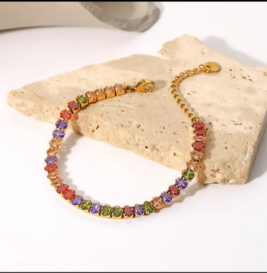 Anti Tarnish Multicolor Tennis Bracelet