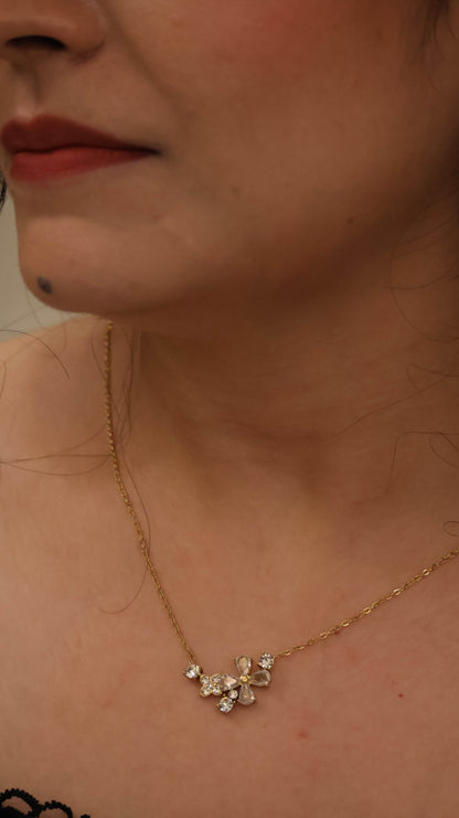 Enchanting Floral Cluster Gold-Plated Necklace