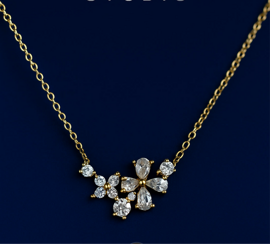 Enchanting Floral Cluster Gold-Plated Necklace