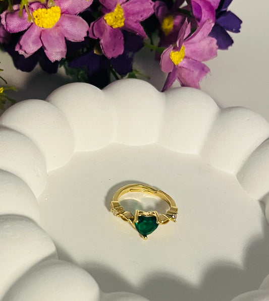 Green Crown Heart zircon Ring