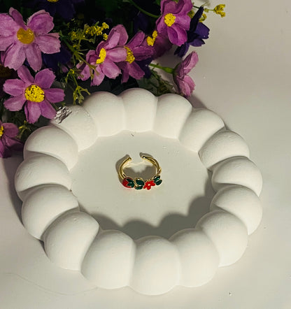 Cherry and Flower Adjustable Ring
